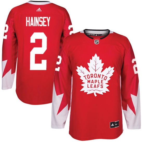 Men's Adidas Toronto Maple Leafs #2 Ron Hainsey Premier Red Alternate NHL Jersey - Ujersey