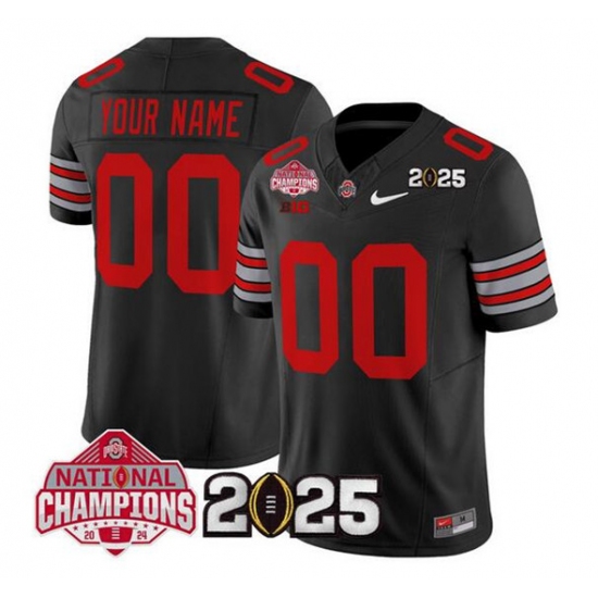 Men's Ohio State Buckeyes Active Player Custom Black 2025 CFP Final With National Champions Patch F.U.S.E. Vapor Limited Stitched Jersey