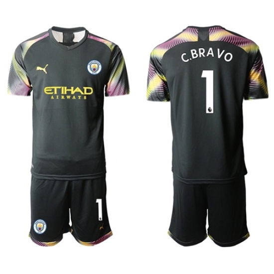 Manchester City #1 C.Bravo Black Goalkeeper Soccer Club Jersey