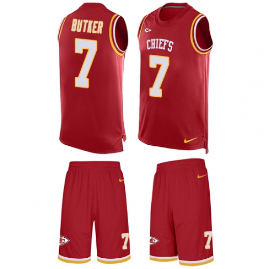 Men's Nike Kansas City Chiefs #7 Harrison Butker Limited Red Tank Top Suit NFL Jersey - Ujersey