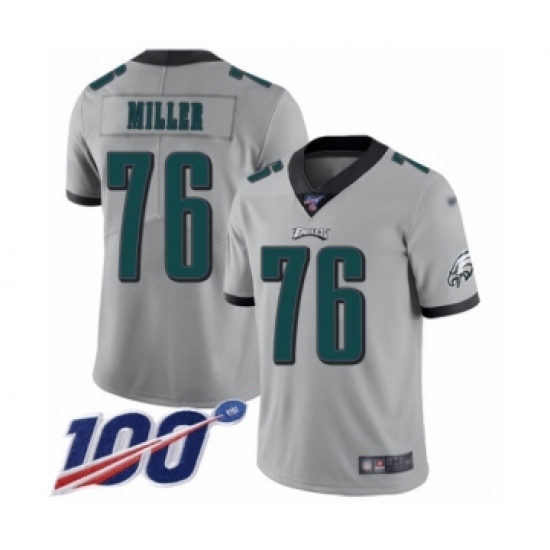 Youth Philadelphia Eagles #76 Shareef Miller Limited Silver Inverted Legend 100th Season Football Jersey - Ujersey