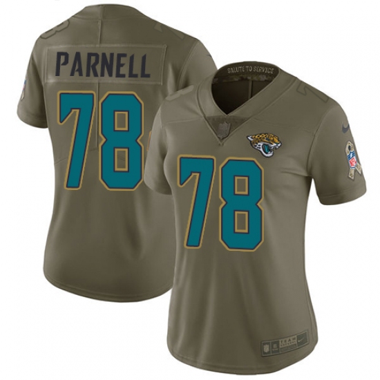 Women's Nike Jacksonville Jaguars #78 Jermey Parnell Limited Olive 2017 Salute to Service NFL Jersey - Ujersey