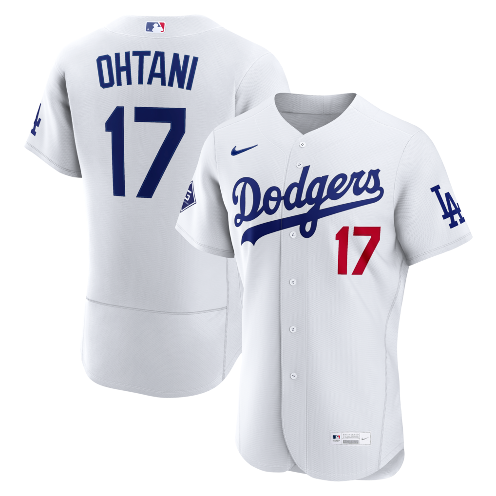 Men's Los Angeles Dodgers Shohei Ohtani Nike White Home Authentic Sponsor Patch Jersey - Ujersey NHL
