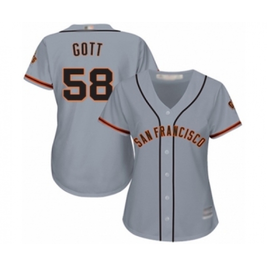 Women's San Francisco Giants #58 Trevor Gott Authentic Grey Road Cool Base Baseball Player Jersey - Ujersey