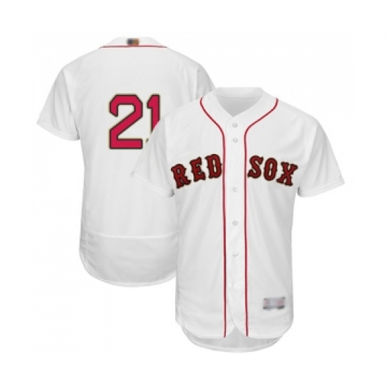 Men's Boston Red Sox #21 Roger Clemens White 2019 Gold Program Flex Base Authentic Collection Baseball Jersey - Ujersey