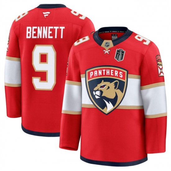 Men's Florida Panthers #9 Sam Bennett Red 2025 Stanley Cup Final Stitched Hockey Jersey - Ujersey