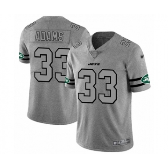 Men's New York Jets #33 Jamal Adams Limited Gray Team Logo Gridiron Football Jersey - Ujersey