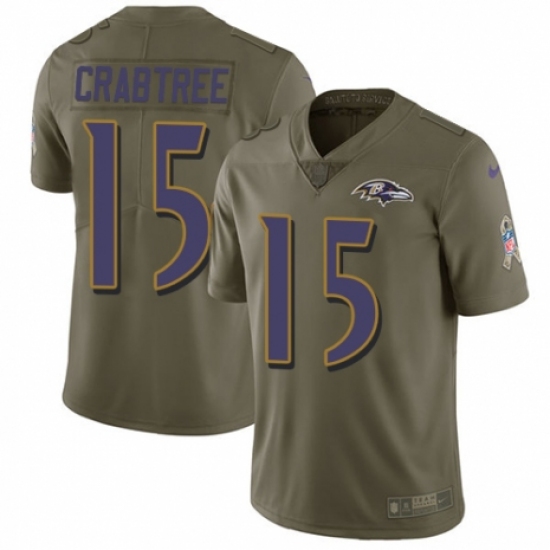 Youth Nike Baltimore Ravens #15 Michael Crabtree Limited Olive 2017 Salute to Service NFL Jersey - Ujersey