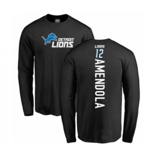 Football Detroit Lions #12 Danny Amendola Black Backer Long Sleeve T-Shirt - Ujersey