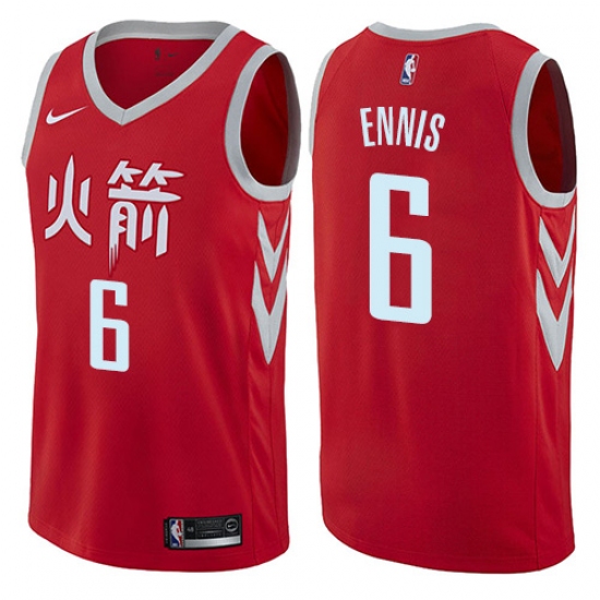 Men's Nike Houston Rockets #6 Tyler Ennis Swingman Red NBA Jersey - City Edition - Ujersey