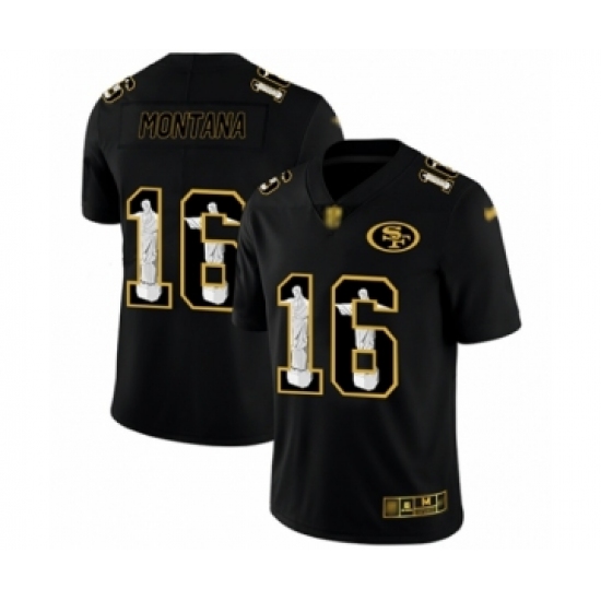 Men's San Francisco 49ers #16 Joe Montana Black Jesus Faith Limited Football Jersey - Ujersey