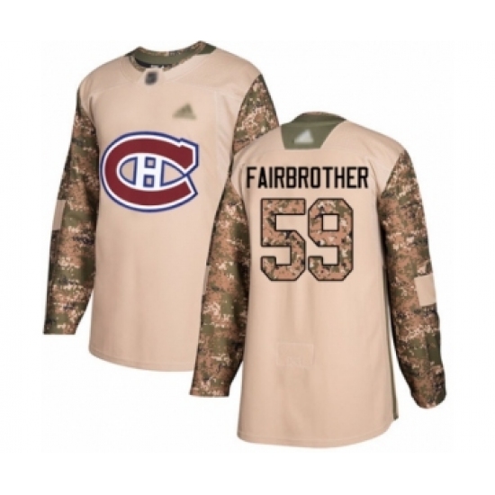 Men's Montreal Canadiens #59 Gianni Fairbrother Authentic Camo Veterans Day Practice Hockey Jersey - Ujersey