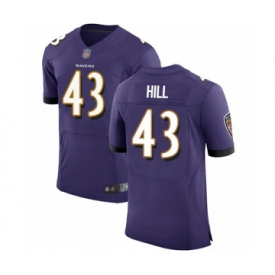 Men's Baltimore Ravens #43 Justice Hill Purple Team Color Vapor Untouchable Elite Player Football Jersey - Ujersey