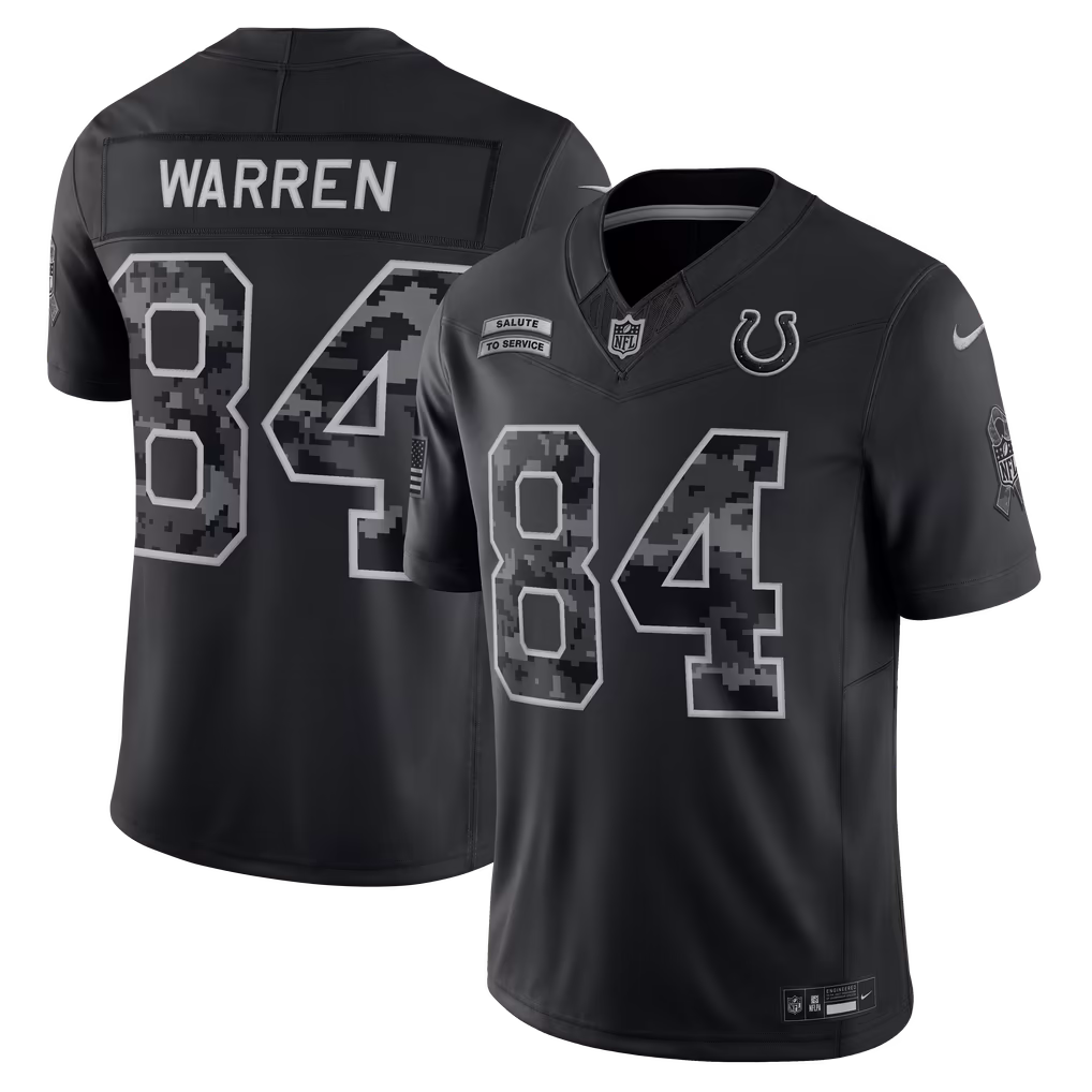 Men's Indianapolis Colts Tyler Warren Nike Black 2026 Salute to Service Stitched Limited Jersey