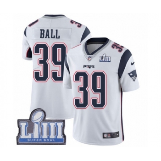 Men's Nike New England Patriots #39 Montee Ball White Vapor Untouchable Limited Player Super Bowl LIII Bound NFL Jersey - Ujersey