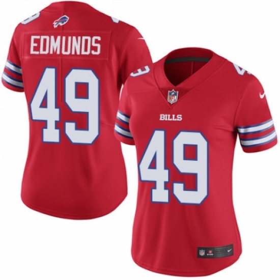 Women's Nike Buffalo Bills #49 Tremaine Edmunds Limited Red Rush Vapor Untouchable NFL Jersey - Ujersey