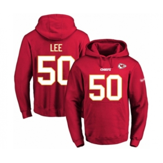 Football Men's Kansas City Chiefs #50 Darron Lee Red Name & Number Pullover Hoodie - Ujersey
