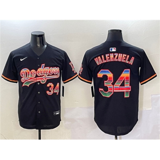 Men's Los Angeles Dodgers #34 Fernando Valenzuela Black Mexico Limited Stitched Baseball Jersey - Ujersey