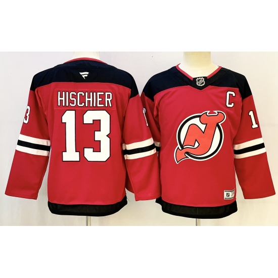 Youth New Jersey Devils #13 Nico Hischier Red 2024-25 Home With C Stitched Hockey Jersey
