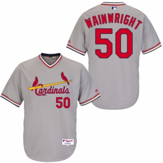 Men's Majestic St. Louis Cardinals #50 Adam Wainwright Replica Grey 1978 Turn Back The Clock MLB Jersey - Ujersey