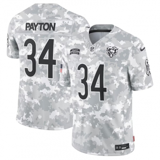 Men's Chicago Bears #34 Walter Payton 2024 Arctic Camo Salute To Service Limited Stitched Football Jersey - Ujersey