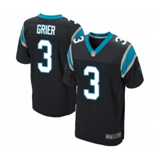 Men's Carolina Panthers #3 Will Grier Elite Black Team Color Football Jersey