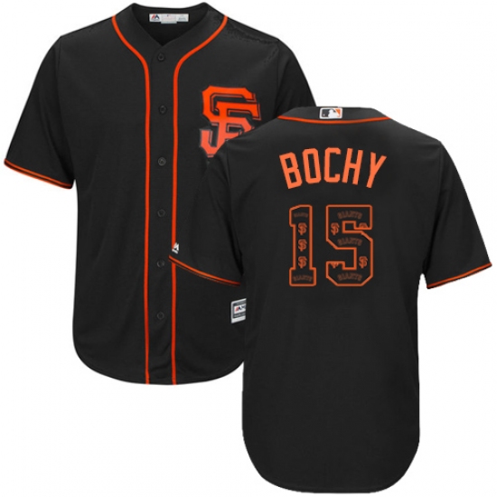 Men's Majestic San Francisco Giants #15 Bruce Bochy Authentic Black Team Logo Fashion Cool Base MLB Jersey - Ujersey