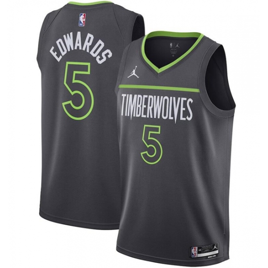 Men's Minnesota Timberwolves #5 Anthony Edwards Black Statement Edition Stitched Jersey - Ujersey