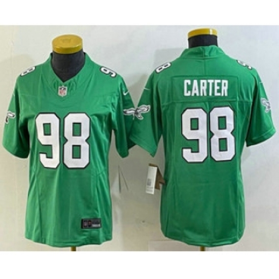 Youth Philadelphia Eagles #98 Jalen Carter Green 2023 FUSE Vapor Limited Throwback Stitched Jersey - Ujersey