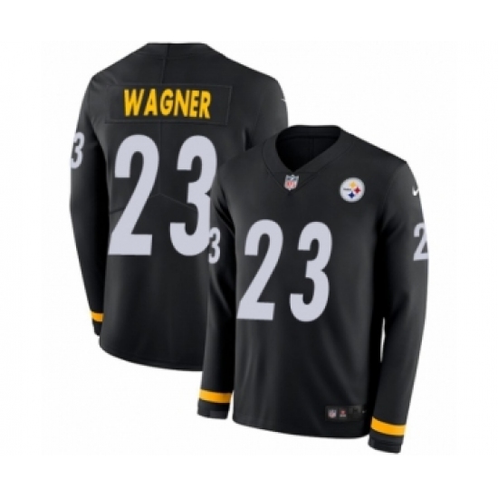 Youth Nike Pittsburgh Steelers #23 Mike Wagner Limited Black Therma Long Sleeve NFL Jersey - Ujersey