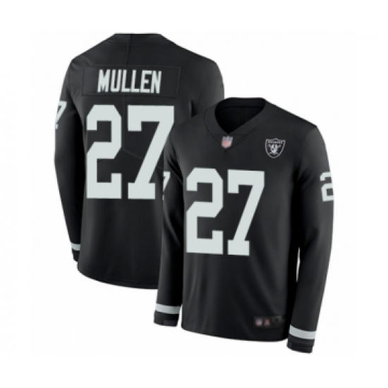 Youth Oakland Raiders #27 Trayvon Mullen Limited Black Therma Long Sleeve Football Jersey