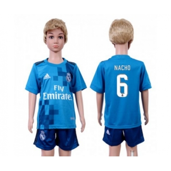 Real Madrid #6 Nacho Sec Away Kid Soccer Club Jersey