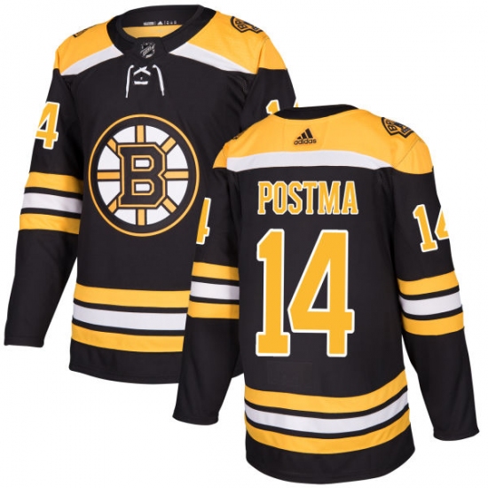 Youth Adidas Boston Bruins #14 Paul Postma Authentic Black Home NHL Jersey - Ujersey