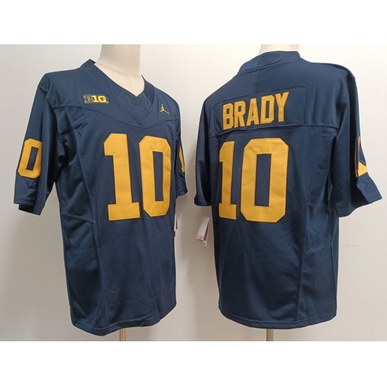 Men's Michigan Wolverines #10 Tom Brady Navy 2023 F U S E College Football Jersey - Ujersey