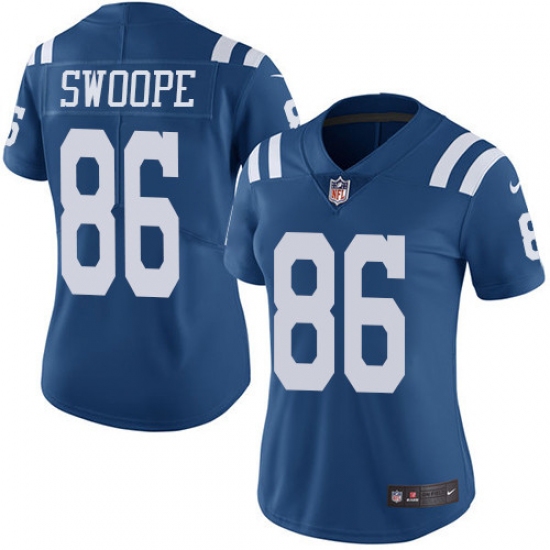 Women's Nike Indianapolis Colts #86 Erik Swoope Limited Royal Blue Rush Vapor Untouchable NFL Jersey