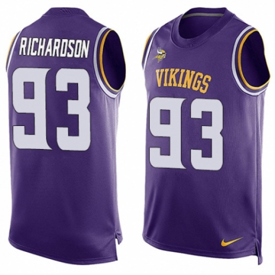 Men's Nike Minnesota Vikings #93 Sheldon Richardson Limited Purple Player Name & Number Tank Top NFL Jersey - Ujersey