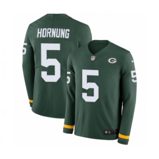 Men's Nike Green Bay Packers #5 Paul Hornung Limited Green Therma Long Sleeve NFL Jersey - Ujersey