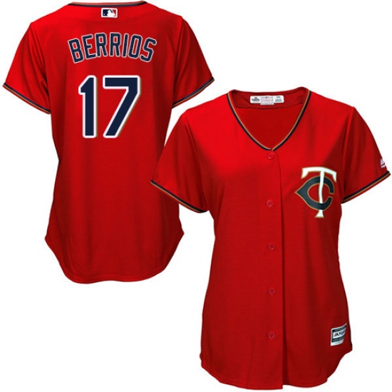 Women's Majestic Minnesota Twins #17 Jose Berrios Authentic Scarlet Alternate Cool Base MLB Jersey - Ujersey
