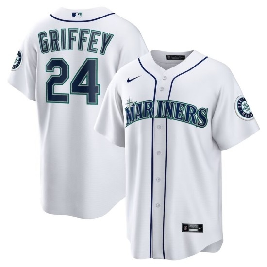 Men's Seattle Mariners #24 Ken Griffey Jr. White Cool Base Jersey - Ujersey