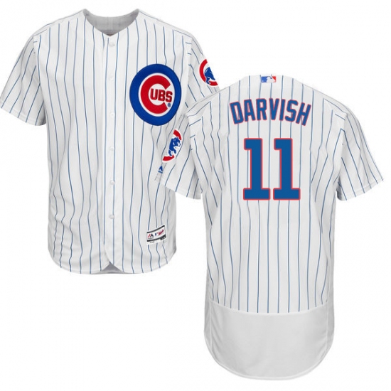 Men's Majestic Chicago Cubs #11 Yu Darvish White Home Flex Base Authentic Collection MLB Jersey