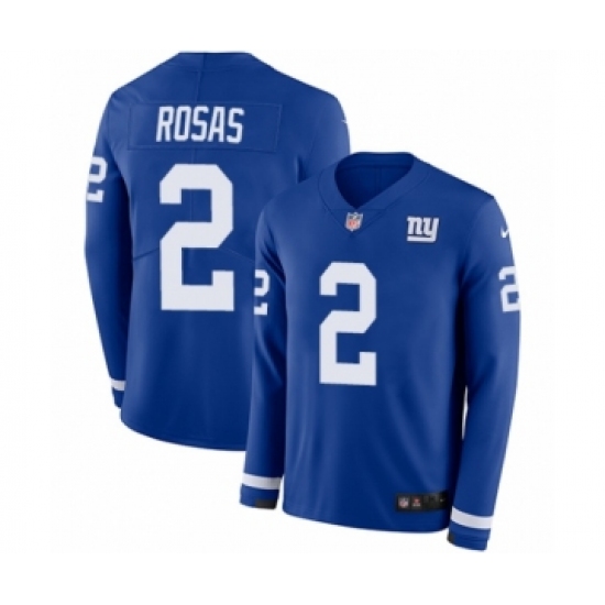 Men's Nike New York Giants #2 Aldrick Rosas Limited Royal Blue Therma Long Sleeve NFL Jersey - Ujersey