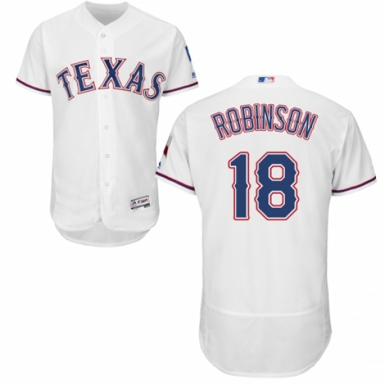 Men's Majestic Texas Rangers #18 Drew Robinson White Home Flex Base Authentic Collection MLB Jersey - Ujersey