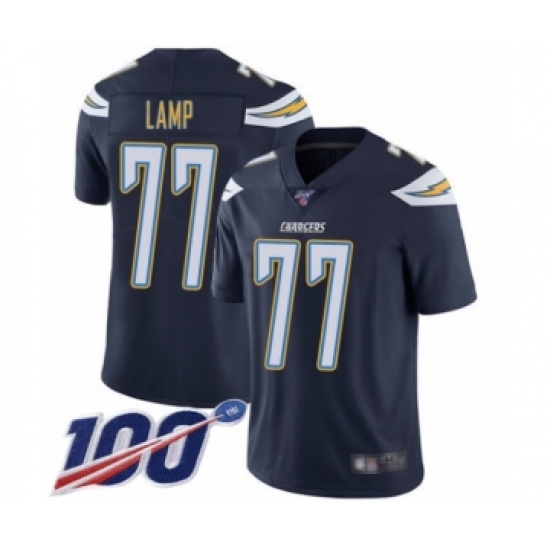 Men's Los Angeles Chargers #77 Forrest Lamp Navy Blue Team Color Vapor Untouchable Limited Player 100th Season Football Jersey - Ujersey
