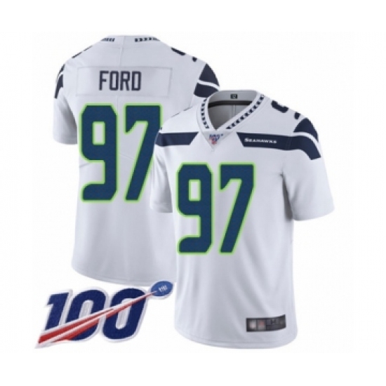 Men's Seattle Seahawks #97 Poona Ford White Vapor Untouchable Limited Player 100th Season Football Jersey - Ujersey