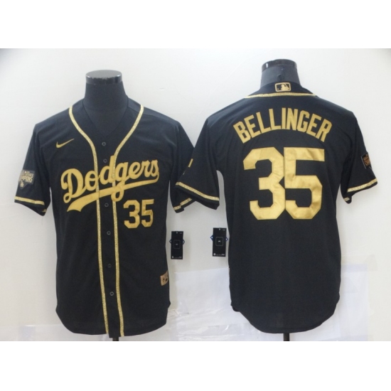 Men's Nike Los Angeles Dodgers #35 Cody Bellinger Black Gold Authentic Jersey - Ujersey