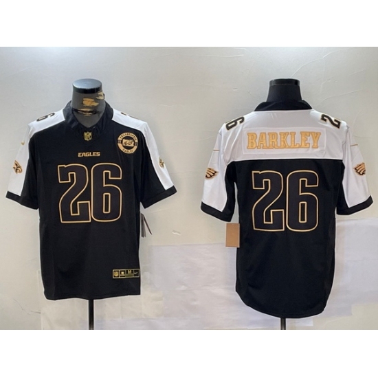 Men's Philadelphia Eagles #26 Saquon Barkley Black Gold 2024 New F U S E With 3 Star C Stitched Football Jersey 5 - Ujersey