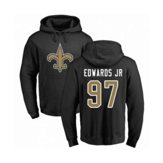 Football New Orleans Saints #97 Mario Edwards Jr Black Name & Number Logo Pullover Hoodie - Ujersey