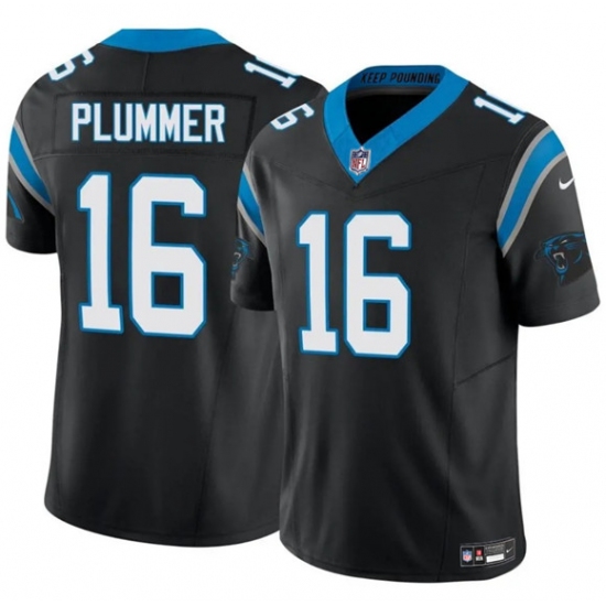 Men's Carolina Panthers #16 Jack Plummer Black 2024 F.U.S.E. Vapor Limited Football Stitched Jersey - Ujersey