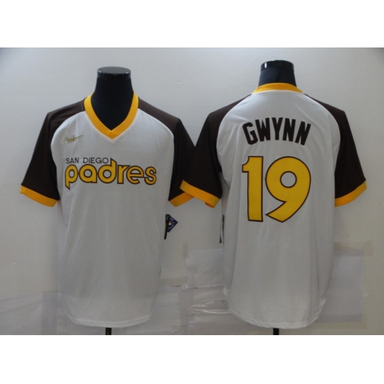 Men's Ness San Diego Padres #19 Tony Gwynn Nike Replica White Throwback MLB Jersey - Ujersey