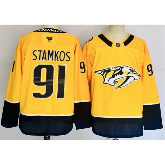 Men's Nashville Predators #91 Steven Stamkos Gold 2024-25 Home Stitched Hockey Jersey - Ujersey